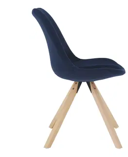 Jedálenské stoličky KONDELA Sabra jedálenská stolička modrá (Velvet) / buk