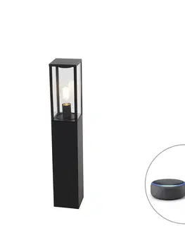 Vonkajsie osvetlenie Inteligentné stojace vonkajšie svietidlo čierne 80 cm vrátane Wifi ST64 - Charlois