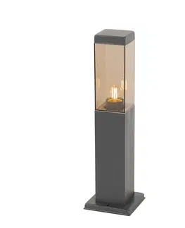 Vonkajsie osvetlenie Moderný vonkajší lampový stĺp tmavosivý s dymom 45 cm - Malios