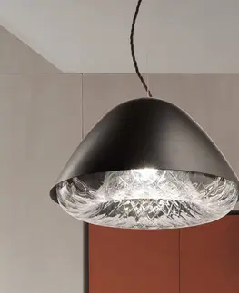Závesné svietidlá Vistosi Závesná lampa Kira SP P E27 krištáľové sklo čierna