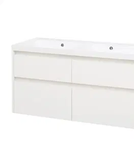 Kúpeľňový nábytok MEREO - Opto, kúpeľňová skrinka s umývadlom z liateho mramoru 121 cm, biela CN913M