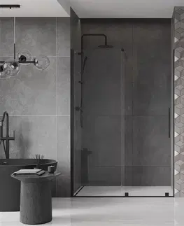 Sprchovacie kúty MEXEN/S - Velár posuvné sprchové dvere 130, transparent, čierna 871-130-000-01-70