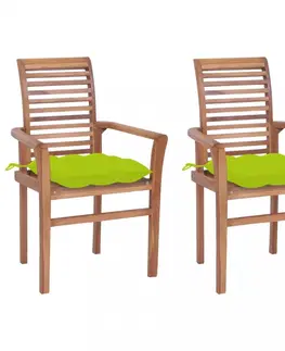 Zahradné stoličky Záhradná jedálenská stolička s poduškou 2 ks teak Dekorhome Modrá