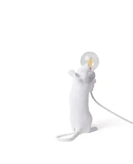 Vnútorné dekoratívne svietidlá SELETTI Stolová LED lampa Mouse Lamp USB stojacia biela