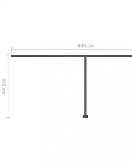 Záhradné markízy Voľne stojaca ručne zaťahovacia markíza 600x300 cm Dekorhome Antracit