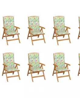 Zahradné stoličky Skladacia záhradná stolička s poduškami 8 ks teak / látka Dekorhome Béžová