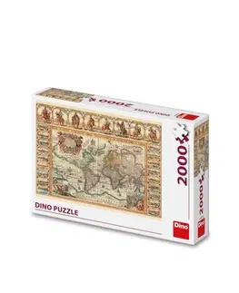 2000 dielikov Dino Toys Puzzle Historická mapa sveta 2000 Dino