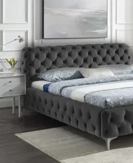 Postele LuxD Dizajnová posteľ Rococo 180 x 200 cm sivý zamat - skladom