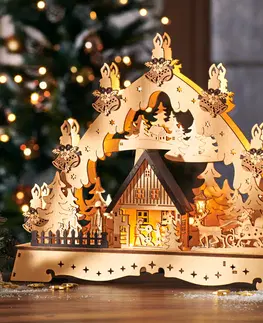 Drobné dekorácie a doplnky LED drevený vianočný svietnik