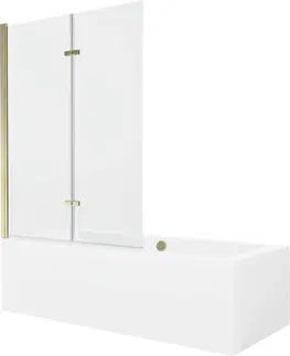 Sprchové dvere MEXEN/S - Cube obdĺžniková vaňa 180 x 80 cm s panelom + vaňová zástena 120 cm, transparent, zlatá 550518080X9212025000