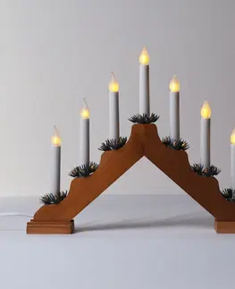 Vianočné dekorácie Adventný svietnik LED Imitácia plameňa, dub