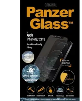 Ochranné fólie pre mobilné telefóny Ochranné temperované sklo PanzerGlass CamSlider AB s privátnym filtrom pre Apple iPhone 1212 Pro, čierne P2714