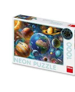 1000 dielikov Dino Toys Puzzle Planéty 1000 neon Dino