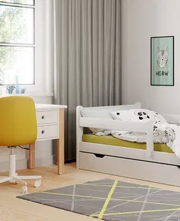 Postele HALMAR Marinella 80 drevená jednolôžková posteľ s roštom biela