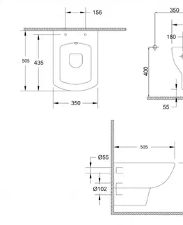 Záchody ISVEA - SOLUZIONE závesná WC misa s bidet. spŕškou, 35x50,5cm, biela 10SZ02002 DL