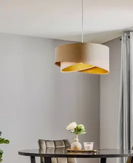 Závesné svietidlá Maco Design Závesná lampa Vivien, trojfarebná, krémová/biela/zlatá