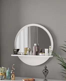 Zrkadlá KOOP okrúhle zrkadlo s policou, biele