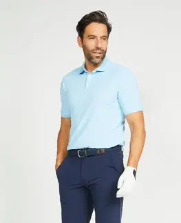 dresy Pánska golfová polokošeľa s krátkym rukávom WW500 svetlomodrá