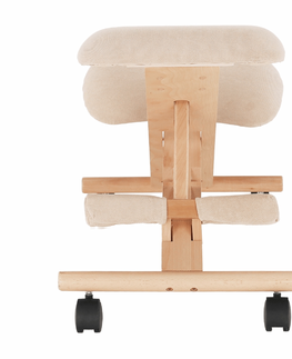 Jedálenské stoličky KONDELA Groco ergonomická kľakačka krémová / buk