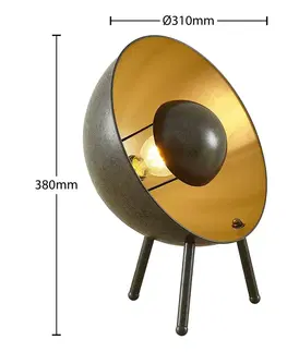 Stolové lampy Lindby Lindby Muriel stolová lampa 37,5 cm tmavosivá