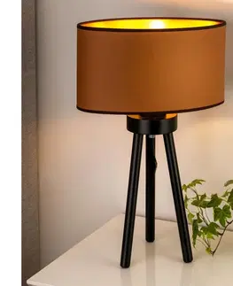 Lampy   - Stolná lampa OVAL VEGAN 1xE27/15W/230V hnedá 