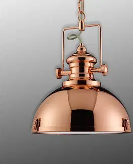 Závesné svietidlá Searchlight Medená závesná lampa Metal v priemyselnom dizajne
