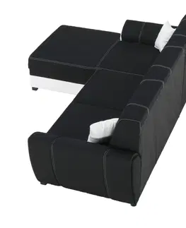 Sedacie súpravy KONDELA Maruti L rohová sedačka s rozkladom a úložným priestorom biela / čierna