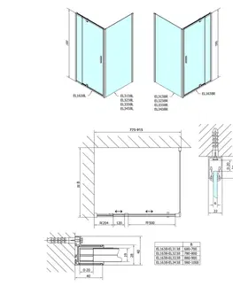 Sprchové dvere POLYSAN - EASY obdĺžniková/štvorcová sprchová zástena pivot dvere 800-900x900, L/P, sklo Brick EL1638EL3338