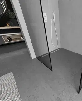 Sprchové dvere MEXEN/S - Kioto Sprchová zástena Walk-in 140 x 100 cm, čierny vzor, biela 800-140-202-20-70-100