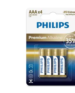 Predlžovacie káble Philips Philips LR03M4B/10 - 4 ks Alkalická batéria AAA PREMIUM ALKALINE 1,5V 1320mAh 