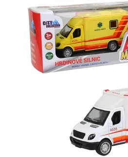 Hračky - autíčka MADE - Ambulancia kovová, spätný chod, 11,8 cm