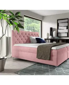 Postele Boxspringová posteľ, 140x200, ružová látka Velvet, GULIETTE + darček