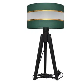 Lampy  Stolná lampa HELEN 1xE27/60W/230V zelená/zlatá/borovica 