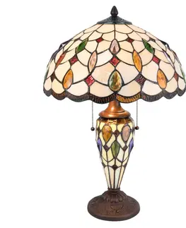 Stolové lampy Clayre&Eef Stolná lampa 5182 farebné, tienidlo sklo Tiffany