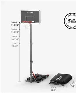 basketbal Basketbalový kôš B100 Easy Box skladací s kolieskom nastaviteľný 240 - 305 cm