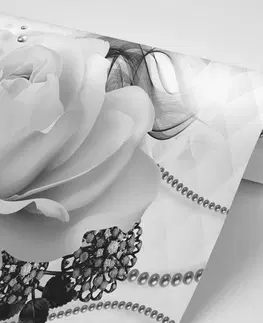 Samolepiace tapety Samolepiaca tapeta čiernobiela ruža s abstrakciou