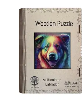 Limitovaná edícia Trigo Drevené puzzle Viacfarebný labrador A4