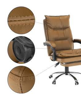 Kancelárske stoličky KONDELA Drake kancelárske kreslo s podrúčkami hnedá / chróm