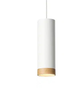 Závesné svietidlá Domus Závesné LED svietidlo PHEB, biela/dub