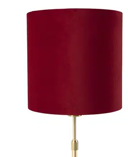 Stolove lampy Stolová lampa zlatá / mosadz s červeným zamatovým odtieňom 25 cm - Parte