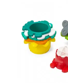 Hračky do vody INFANTINO - Stohovacie kelímky do kúpeľa s mlynčekom
