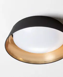 Stropné svietidlá Reality Leuchten Čierno-zlaté okrúhle stropné LED svietidlo Ponts