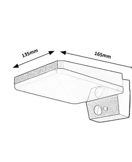 Záhradné lampy Rabalux 77078 solárne nástenné svietidlo s PIR a funkciou stmievania Lasset