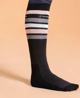 ponožky Jazdecké podkolienky SKS100 čierne s pruhmi