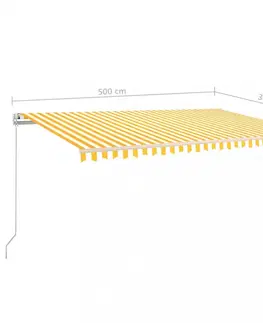 Záhradné markízy Ručne zaťahovacia markíza s LED svetlom 500x300 cm Dekorhome Antracit