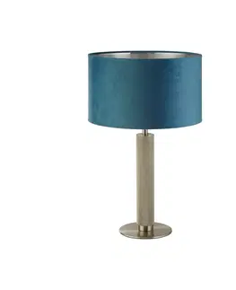 Lampy na nočný stolík Searchlight Stolová lampa London, strieborná / tyrkysová