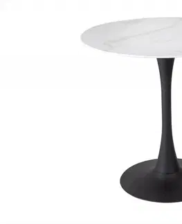 Jedálenské stoly Jedálenský stôl BIAS Dekorhome Biely mramor / čierna
