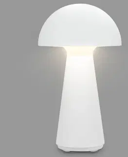 Vonkajšie osvetlenie terasy Briloner LED lampa na batérie Fungo, nabíjateľná, biela