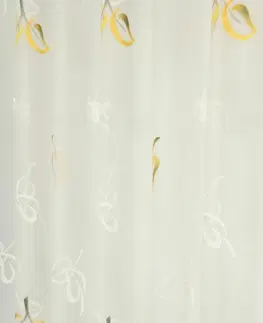 Záclony Záclona žakárová alebo balkónový komplet, Žlto olivové listy metráž, smotanová, 250 cm