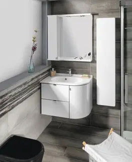 Kúpeľňový nábytok SAPHO - PULSE galérka s LED osvetlením 2x3W, 75x80x17cm, ľavá, biela/antracit PU077-3034